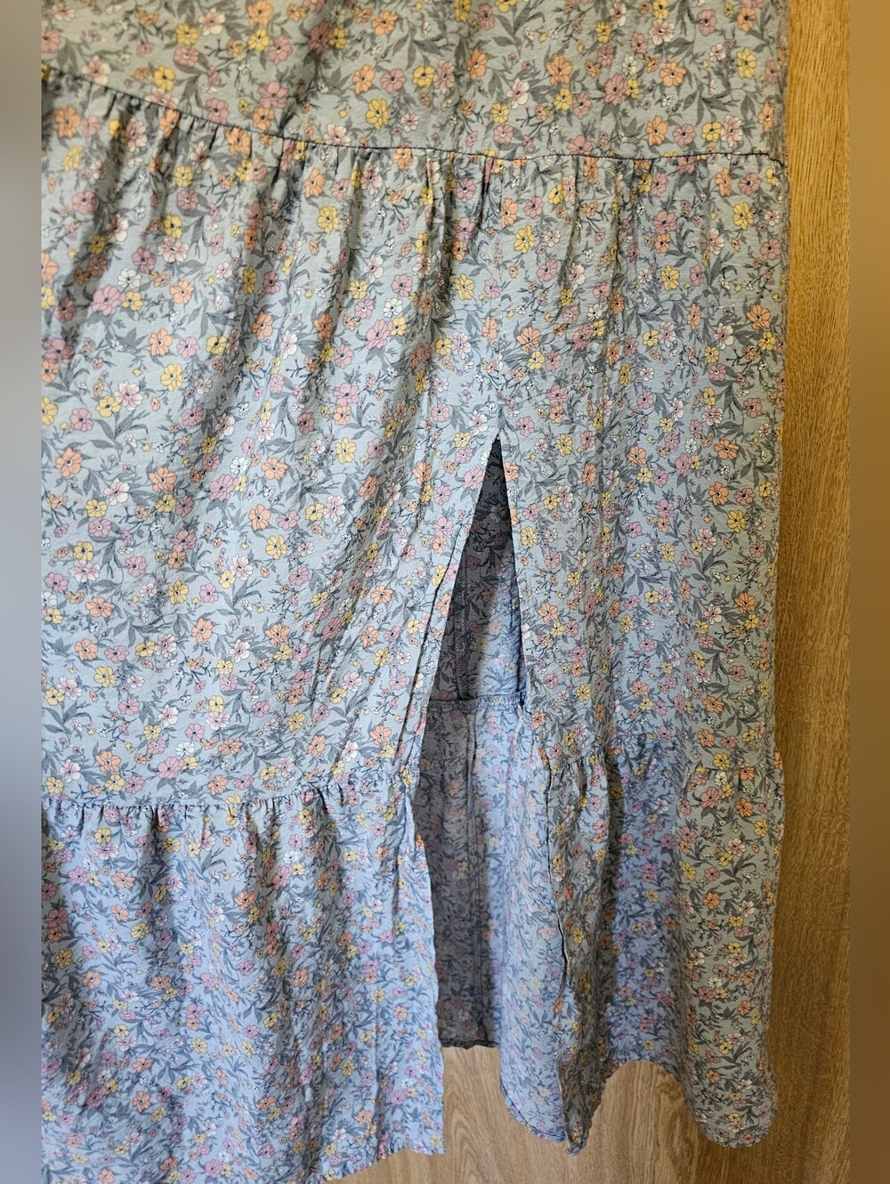 Altar'd State Pale Blue Gray Pink Yellow Floral Maxi Dress Size XS - Picture 5 of 9